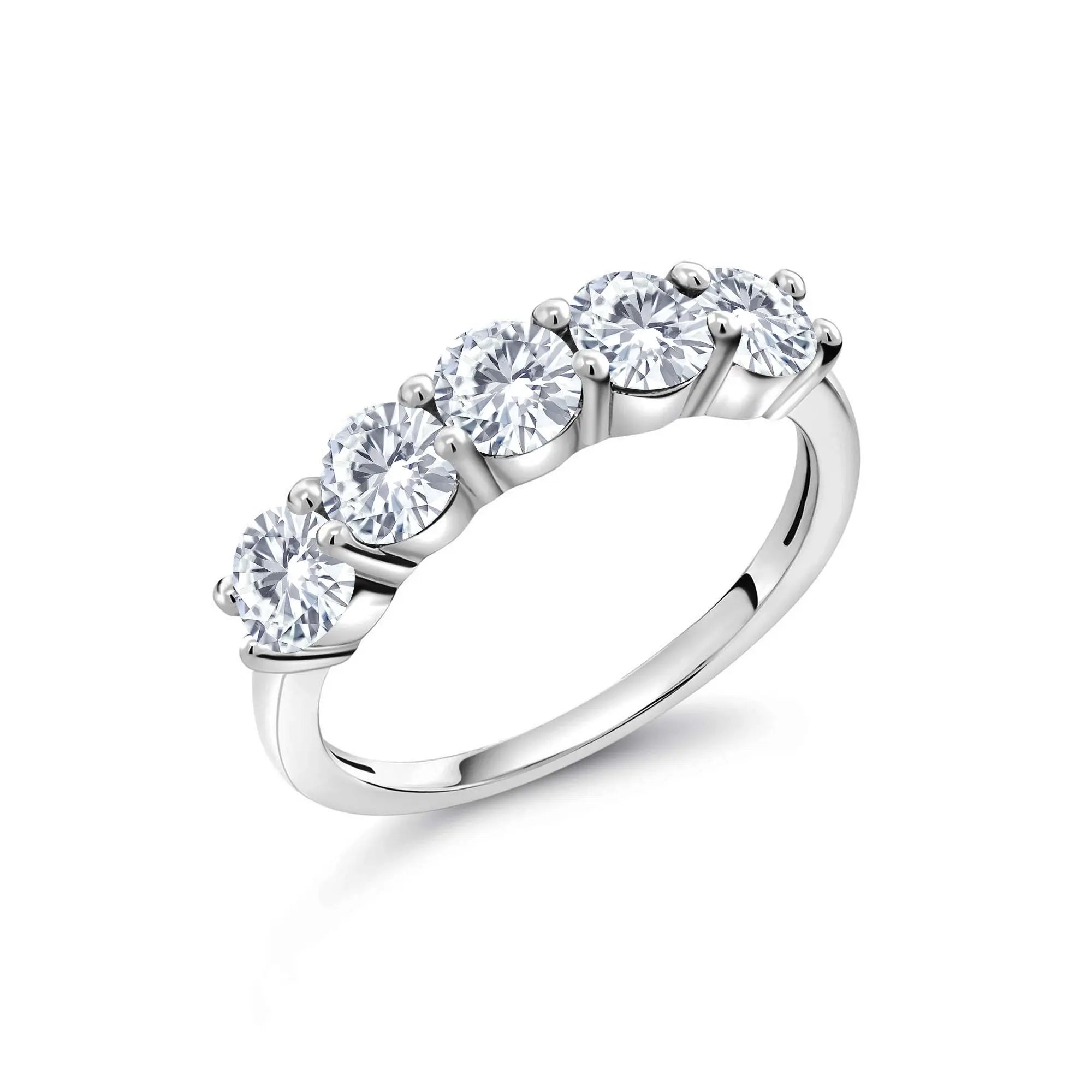 925 Sterling Silver Cut Cubic Zirconia Classic Wedding Engagement Ring Set for Anniversary Party Women's Five Circle CZ Jewelry