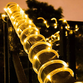 5M/10M LED Solar Christmas Garland Lights String Waterproof Copper Wire Tube Lights for Outdoor Garden Decoration Lights