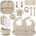 Custom logo BPA-Free Strong Suction Cups Silicone Baby Product 13-pieces Baby Feeding  Set Soft Spoon Fork with Pacifier