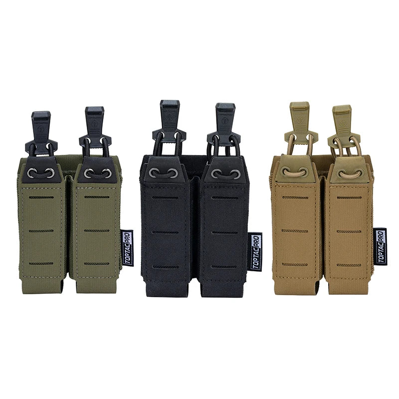 TOPTACPRO Tactical 9mm Mag Pouch MOLLE Hunting Double Mag Carrier Laser Cut 9mm Magazine Pouch