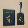 Custom Map Logo Leather Passport Case PU Passport and Travel Tag Passport Holder With Luggage Tag Other Plastic Packaging
