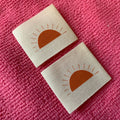 Sun logo Silk Screen Printing Soft Organic Cotton Tagside Fold Natural Color Clothing Cotton Label