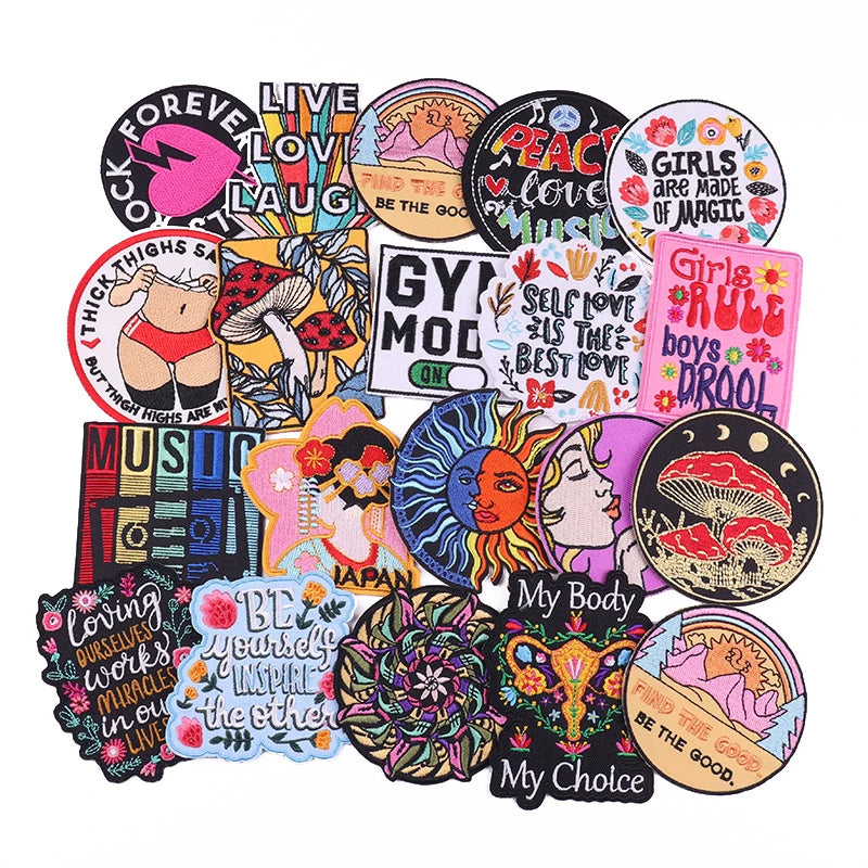 Custom Embroidered Patch Outdoor Western Cute Girls Iron on Embroidery Patches for Bags Jeans Clothing Hat Diy Decoration