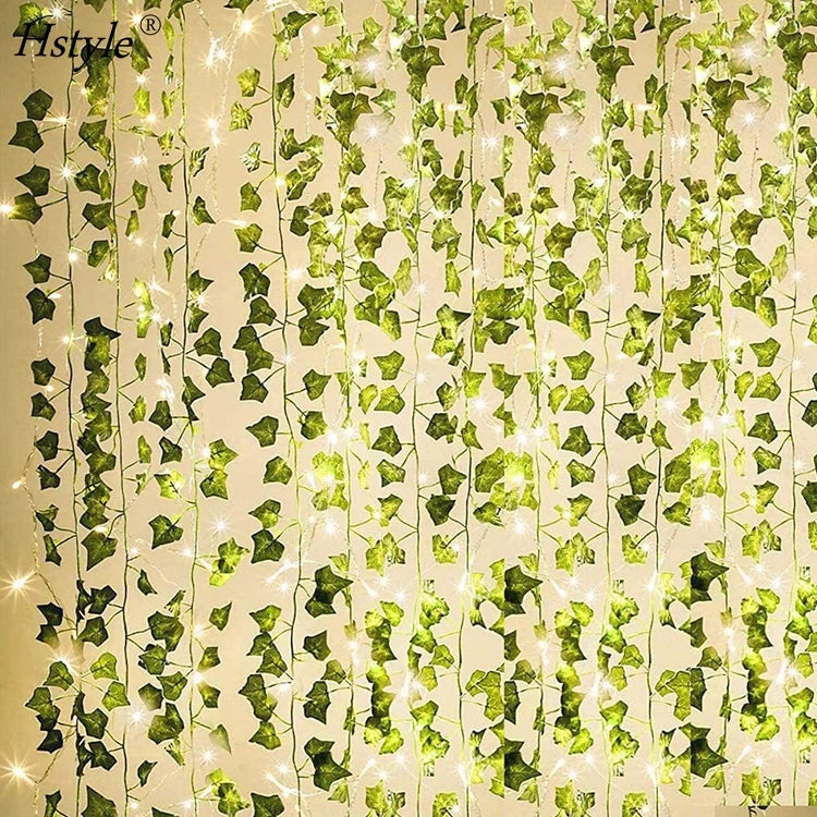 84Ft 12 Pack Artificial Ivy Garland Plants Vine Hanging Garland with 80 LED String Light Hanging for Home Kitchen Garden FZH328