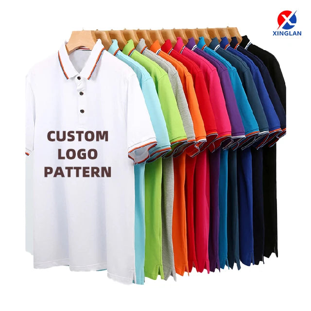 Custom Embroidered Printing Logo Cotton / Polyester Mens Blank Plain Uniform Golf Shirt