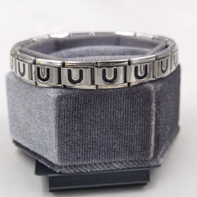 BINSHUO Wholesale Custom Stainless Steel Italian Bracelet Jewelry DIY 26 Black Letter Modules Accessory Italian Charm Bracelets