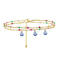 Hot Selling Stainless Steel Enamel Colorful Beads Chain Evils Eyes Anklet Fine Jewelry Anklets for Women Accessories