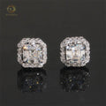 Wholesale Price Hip Hop Halo Asscher Cut Gemstones VVS Moissanite Silver Men Gold Plated Earrings