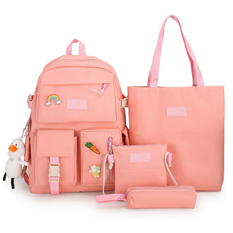 Multipurpose Japanese Style Pink Lovely School Backpack School Bag Set