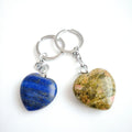 Hongzhuo Natural gemstone crystal heart shaped key rings jewelry accessories metal key chain