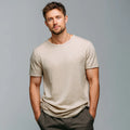 Men's Lightweight Linen-Cotton Knit Tee Minimalist Solid Pattern Summer Essential Sweater Blank Design