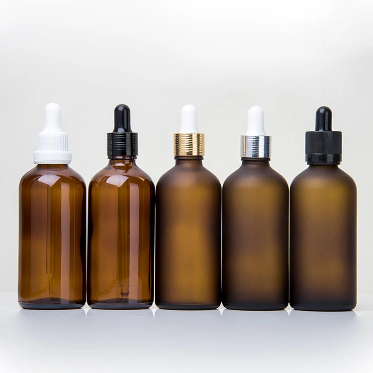 Wholesale 100ml Amber Glass Pipette Bottle with Dropper Essential Oil Glass Bottle  for Cosmetic Packaging