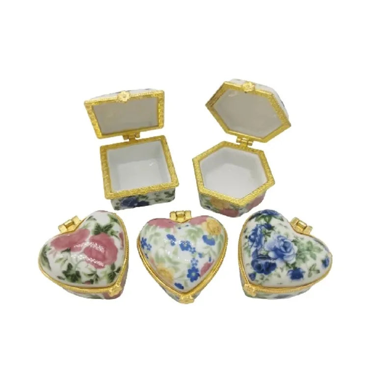 10ml Empty Lipstick Case Porcelain Cosmetic Container Boutique Flower Pattern Makeup Blusher Refillable Packaging Ceramic Box
