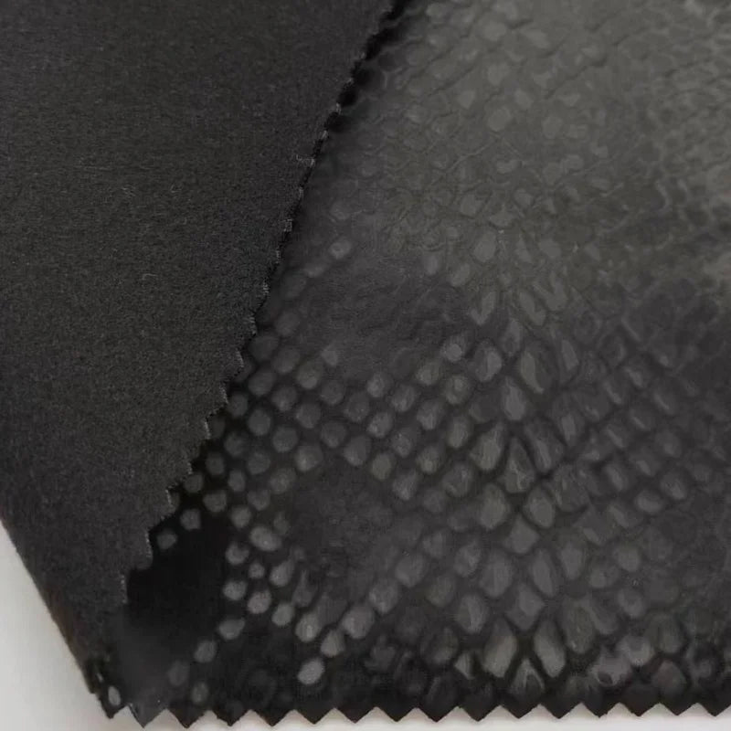 Fashion 4 Way Stretch Snake Skin Pattern Synthetic Pu Leather Fabric for Coat and Jacket