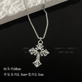 Long Titanium Steel Non-fading Cross Necklace Hip Hop Men's and Women's Fashion Sweater Chain