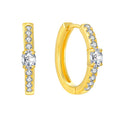 YILUN Hypoallergenic Gold Plated Comfort Fit Earrings Fine Jewelry Oval CZ 925 Sterling Silver Classic Hoop Earrings for Women