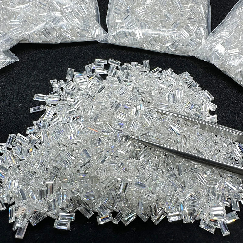 Factory Sale Rectangle Shape Melee Small Size Moissanite Stones Baguette Cut Lab Grown Moissanite for Fashion Jewelry Making