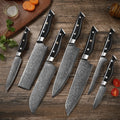 Bulk Wholesale 7-Piece High Carbon Damascus Steel Japanese Kitchen Knife Set with Micarta Handle Sharp Chef Knives MegaBDM