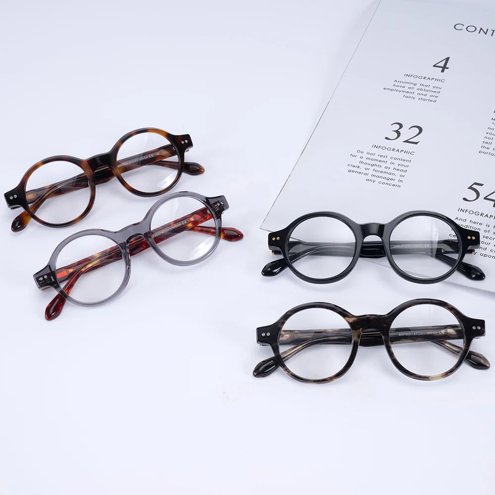 Wholesale Round Eyeglasses Frames Unisex Small Round Eyeglass Acetate Optical Glasses Frames for Men Women