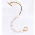 Trendy Jewelry Stainless Steel Freshwater Pearl Necklace and Bracelet Set