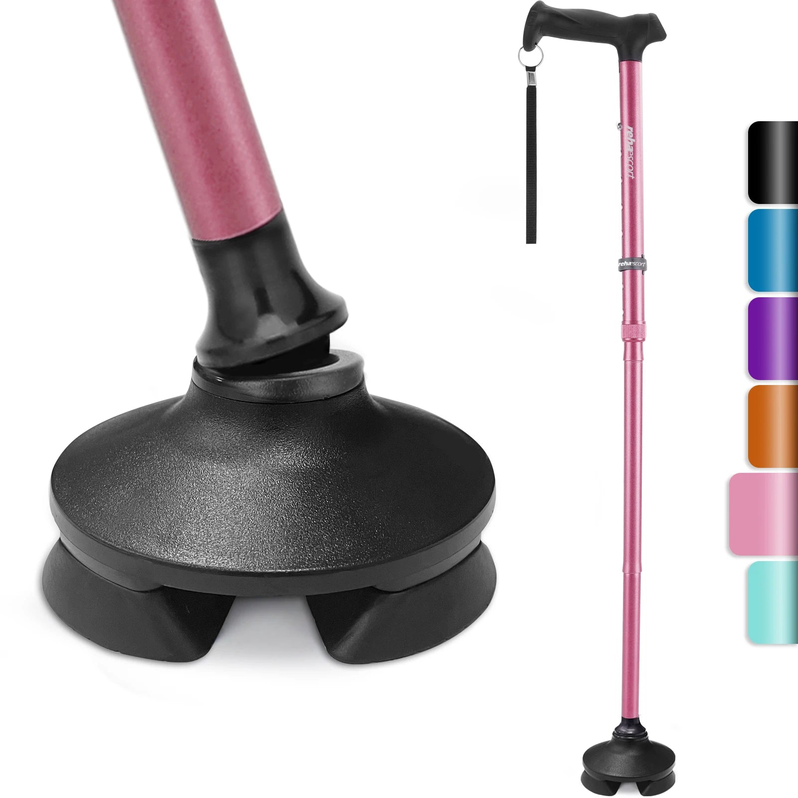 Rehaescort Lightweight Aluminum Alloy Adjustable Telescopic Collapsible Trekking Cane for Multi-Purpose Use