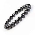 8MM Natural Smooth Bead Black Tourmaline Bracelet Elastic Stretch Bracelets for Woman Man Jewelry