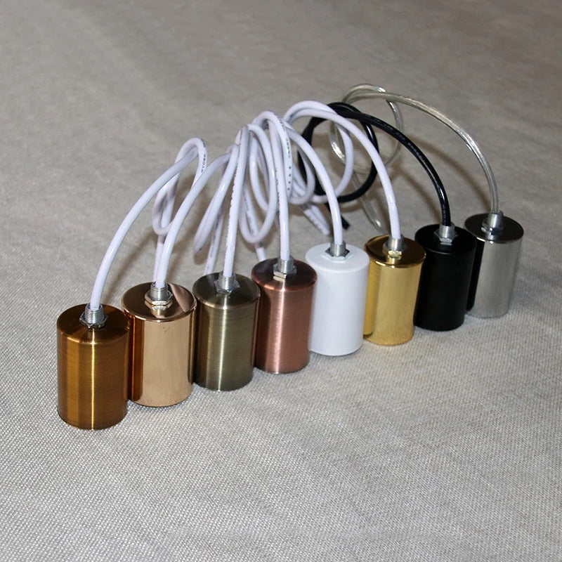 Pendant Light Bulb Socket Cover E27 E14 Flat Top Black Nickel Chrome Bronze Metal Lamp Cups Covers Lighting Fixture