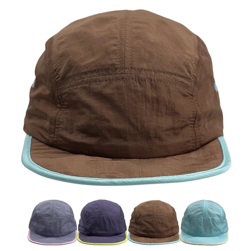 Summer Hiking Sports Quick Drying Fit Waterproof Drawstring Adjustable 5 Panel Nylon Camp Baseball Cap Hat