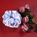 Custom Size 16/19/22 Momme Silk Hair Ties Halogen Blue 6A Grade 100% Mulberry Silk Skinny Scrunchies Custom Hair Scrunchies
