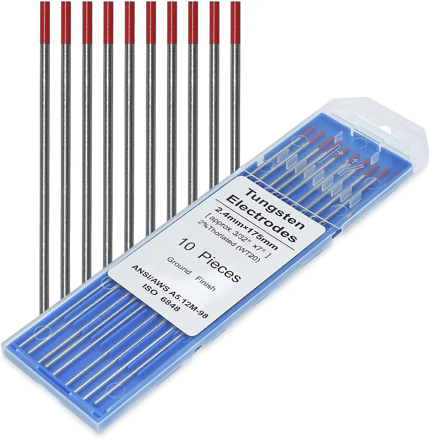 TIG Welding Consumables WT20 2.4mm*175mm Red Tungsten Electrodes 10-pack