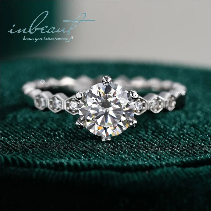 Silver 925 Original Brilliant Cut 2 Carat Diamond Test Past Shiny D Color Moissanite honeycomb Ring for Women  Fine Jewelry