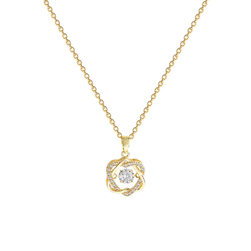 AA00552 Simple Love Zircon Pendant Necklace Geometric Stainless Steel Necklace Fashion Women Jewelry Accessories Gift