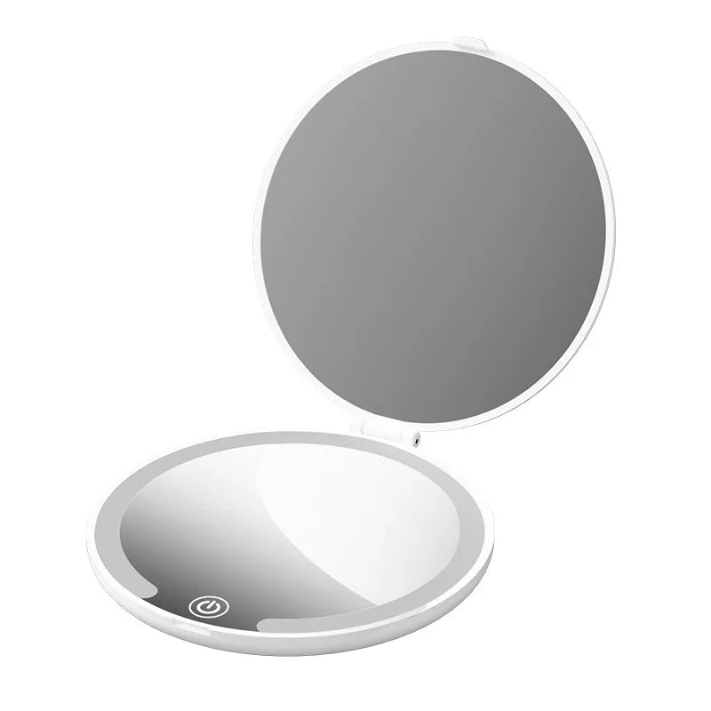 Wholesale LED Makeup Mirror Portable Folding Flip Charging Travel Mini Mirror Gift Promotion