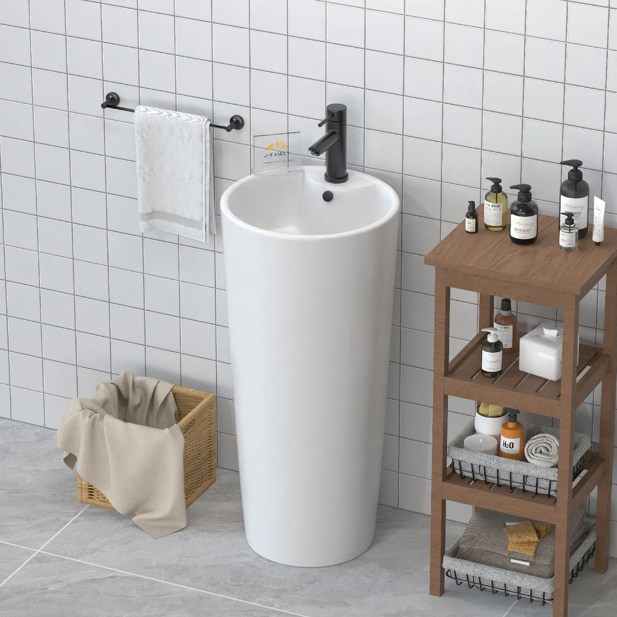 Hot Selling Factory Price Porcelain Pedestal Sink Free Standing Wash Basin for Bathroom MegaBDM