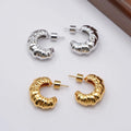 New Arrival Luxury Vintage Real Real Gold-Plated Brass Earrings Curved Earrings in Bright Gold/silver