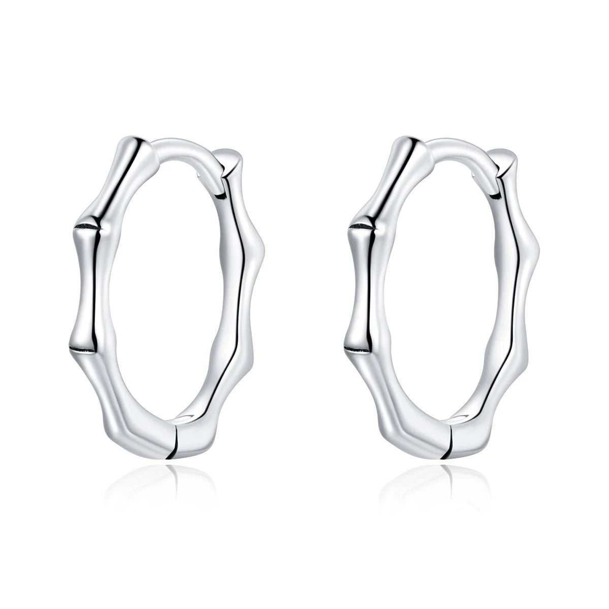 Authentic 925 Sterling Silver Bamboo Earrings Stud Earrings for Women Men Silver Fashion Hypoallergenic Jewelry SCE988