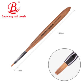 Hot Selling Nail Brush Brown Wooden Handle with High Quality PBT Nylon Hair Long Square Brush for Nail Beauty BW7-5