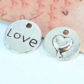 100pcs/Pack 15mm Vintage Love Heart Disc Charms Silver Plated Alloy Round Shape DIY Jewelry Making Charms