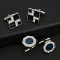 Wholesale Cheap Stock Checked Cufflinks Ready to Ship Baking Paint Men Cuff Links Designer Tie Clip Cufflinks for Wedding