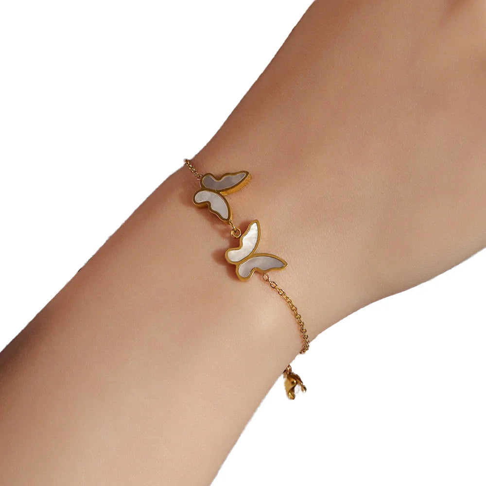 18K Gold Plated Adjustable Stainless Steel Bracelet Anklets New Popular Fashion Charm Bracelets for Women Gift