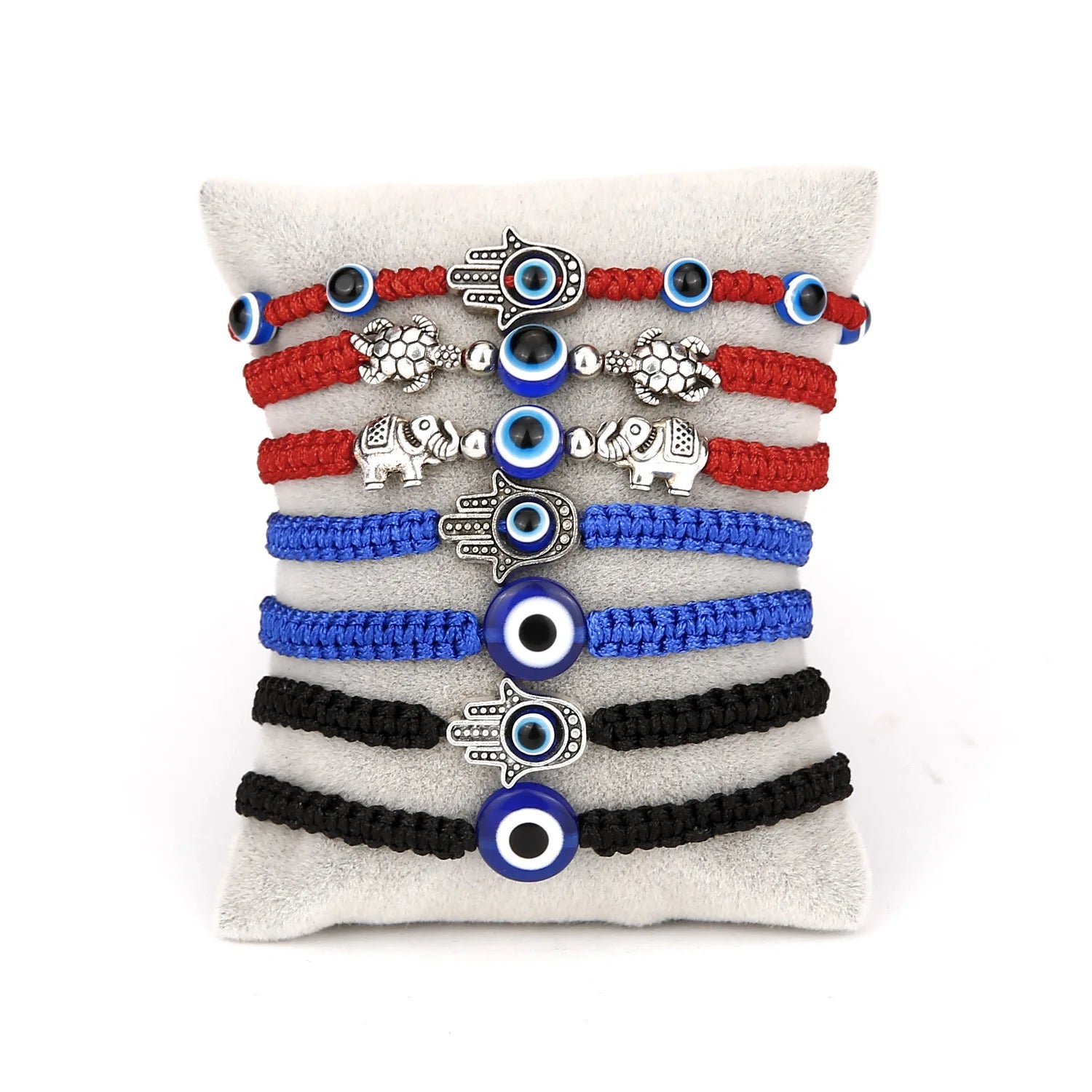 New Fashion Handmade Braid Black Red Blue Rope Evils Eye Bracelet Elephant Fatima Turkish Devils Eyes Bracelet for Women