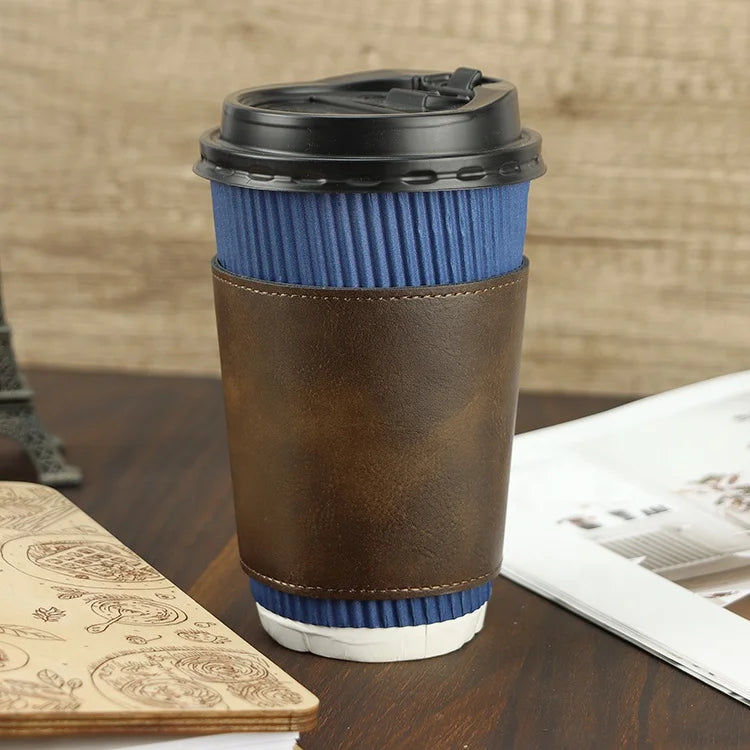 Portable Waterproof Design Personalized Laser Engraved Leatherette Reusable Coffee Sleeve Custom Coffee Cup Holder Organizer