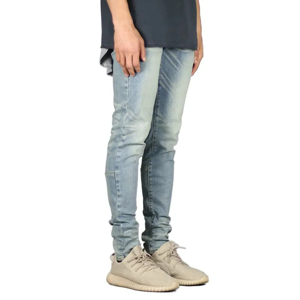 Best Quality Men's Slim Fit Tapered Jeans Latest Fashion Solid Color High Street Straight Leg Stonewashed Eco-Friendly