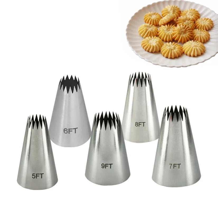 Lixsun 5FT/6FT/ 7FT/ 8FT/ 9FT Stainless Steel Cream Cupcake Pastry Nozzles Cake Decorating Icing Piping Tips Baking Tools