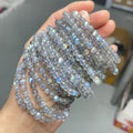 Zooying 5mm 5A 7Anatural Round Grey Moonstone Beads String Labradorite Bracelet for Women Natural Gemstone Bracelet