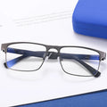 2025 New Men Square Eyeglasses Metal Optical Anti-Blue Light Eyewear Glasses Frame Manufacture Custom Logo 91300