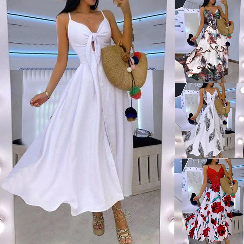 New Strapless V-neck Bow Dress