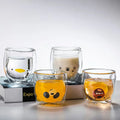 Cute Animals Cup Double Wall Glass Mug Glass Espresso Cup Bear Duck Penguin Cat Coffee Tea Cup for Birthday Gift