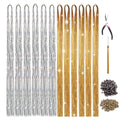 Fujia Gold Silver Hair Tinsel Kit 47 Inches Glitter Heat Resistant Tensile with Hair Beads Wigs Tools Tinsel Hair Extensions