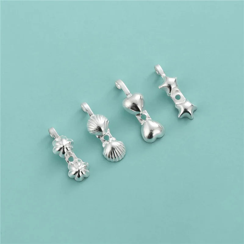 Fine 925 Sterling Silver Flower Shell Star Heart Connection Bead End Clasp for Jewelry Making Accessories Supplies